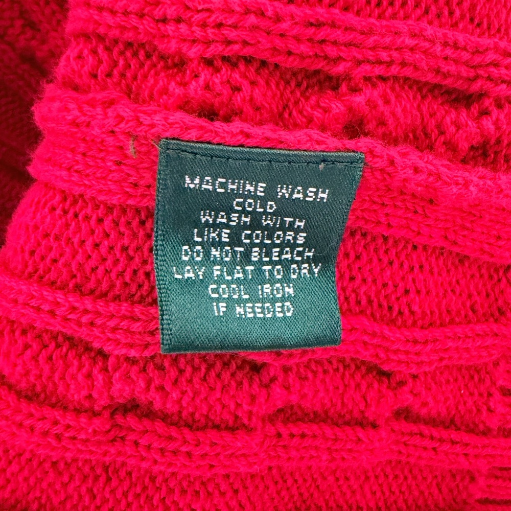 Ralph Lauren Cowl Neck Cotton Red Cable Knit Sweater. Long Sleeve.‎ XL. Vintage. - Picture 4 of 8